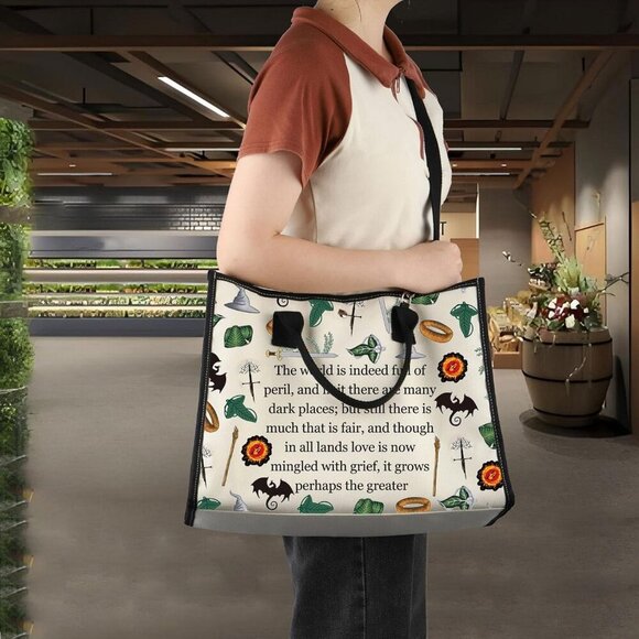 Lord of the Rings Quotes Canvas Tote Bag Travel Shopping Gift - Picture 6 of 7